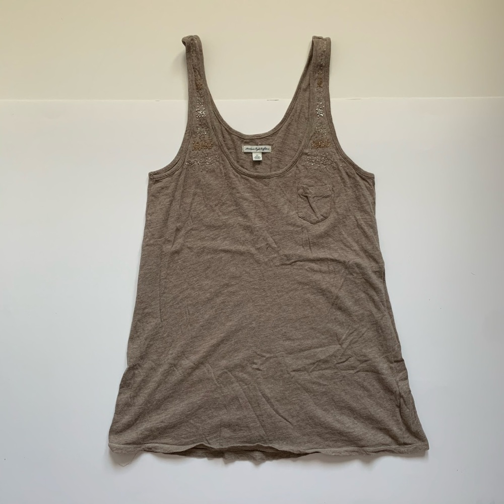 American eagle beaded tan tank top